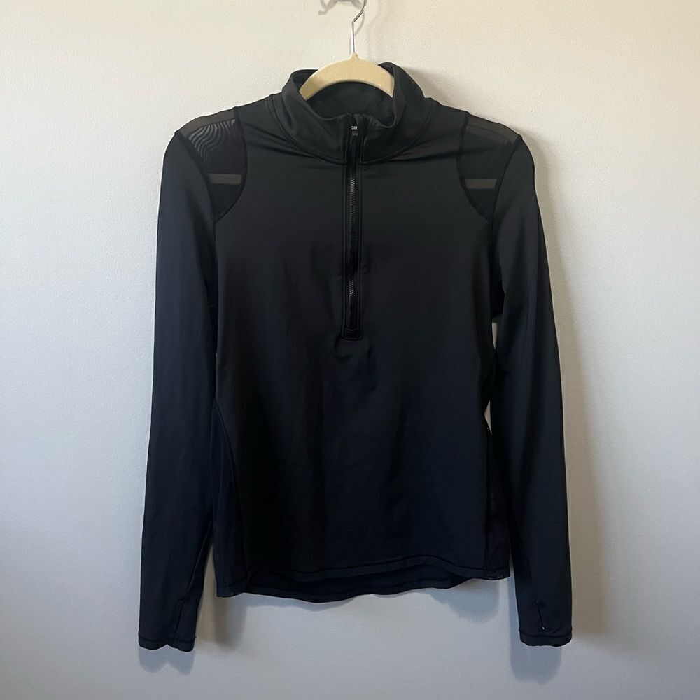Victoria’s Secret Sport Black Mesh Panel Athletic Half Zip S